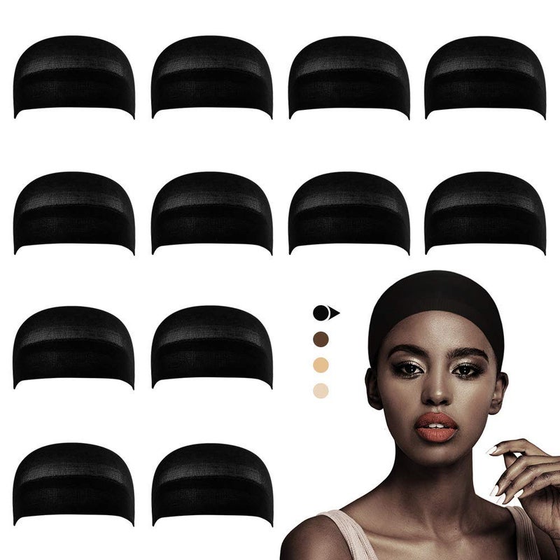 Dreamlover Black Stocking Wig Cap for Black Women, 12 Pieces - Image 1